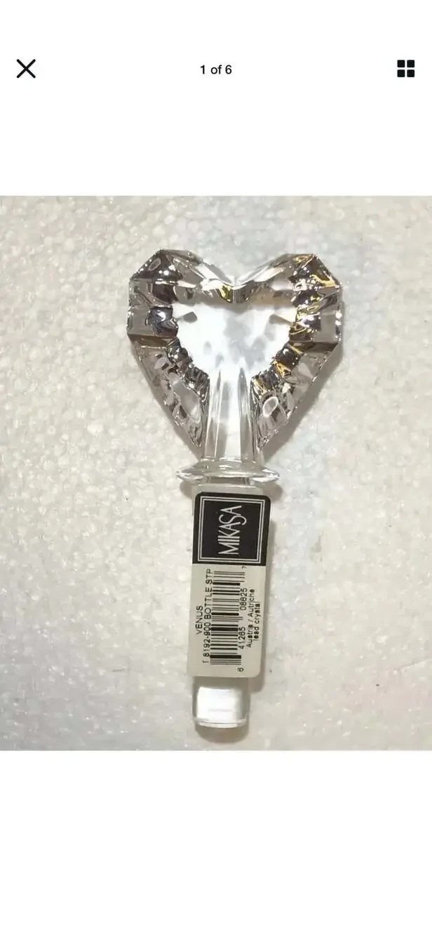 Mikasa Venus Lead Crystal Heart Wine Bottle Stopper